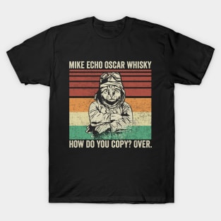 Mike Echo Oscar Whiskey M.E.O.W Funny Cat Pilot T-Shirt